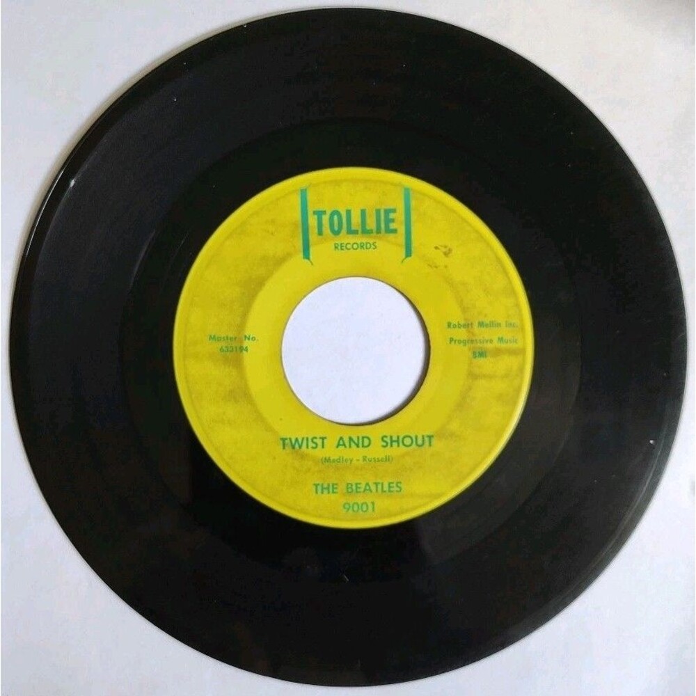 Beatles Twist And Shout There’s A Place Tollie 9001 Yellow Brackets Turquoise